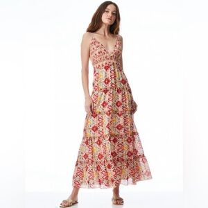 Alice + Olivia Red and Yellow Maxi Dress